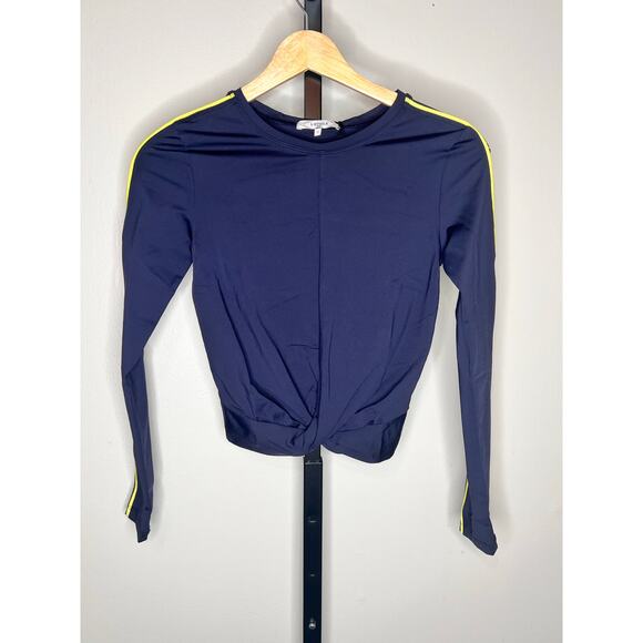 L'Etoile Sport Long Sleeve Twist Cropped Workout Tee Navy Women's Size Small NWT - Picture 2 of 8